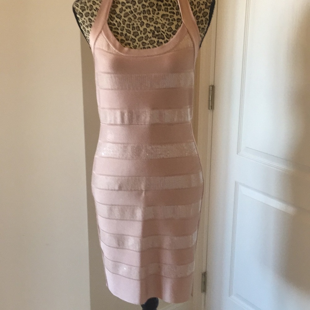 Halter style, Dusty Rose/ Sequin cocktail dress L